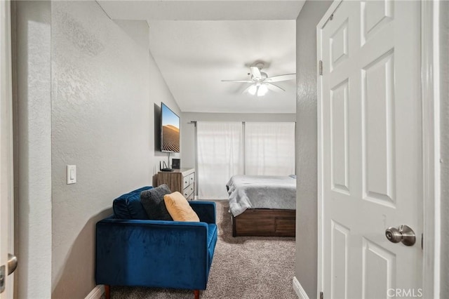 8167 Vineyard Ave Unit 109, Rancho Cucamonga, CA 91730 - sitting room featuring carpet floors, ceiling fan, a textured wall, and baseboards