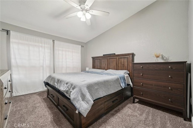 8167 Vineyard Ave Unit 109, Rancho Cucamonga, CA 91730 - bedroom with lofted ceiling, carpet floors, and a ceiling fan