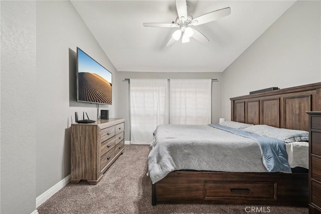 8167 Vineyard Ave Unit 109, Rancho Cucamonga, CA 91730 - bedroom with light carpet, lofted ceiling, baseboards, and ceiling fan