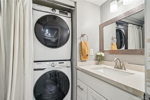 8167 Vineyard Ave Unit 109, Rancho Cucamonga, CA 91730 - washroom with stacked washer / dryer