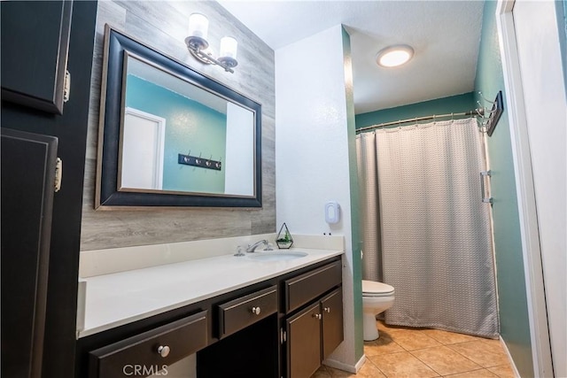 1643 Golden Tree Ct Unit C, Corona, CA 92879 - bathroom with toilet, vanity, tile patterned flooring, and a shower with curtain