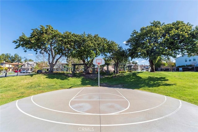 2290 Evans St, Fullerton, CA 92833 - view of basketball court featuring a lawn, community basketball court, and a residential view