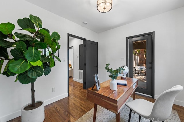 3556 Olive Ave, Long Beach, CA 90807 - office area featuring baseboards and wood finished floors