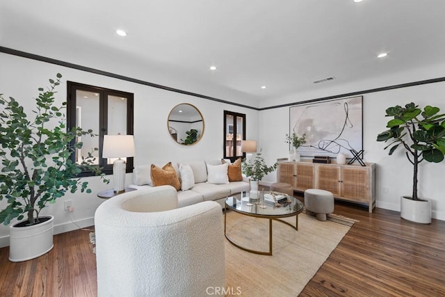 3556 Olive Ave, Long Beach, CA 90807 - living area with wood finished floors, baseboards, and recessed lighting