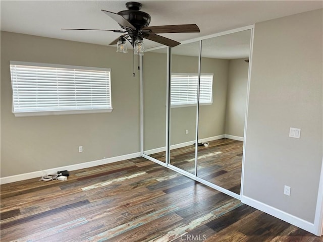 18083 Deodar St, Hesperia, CA 92345 - unfurnished bedroom featuring wood finished floors, a closet, and ceiling fan