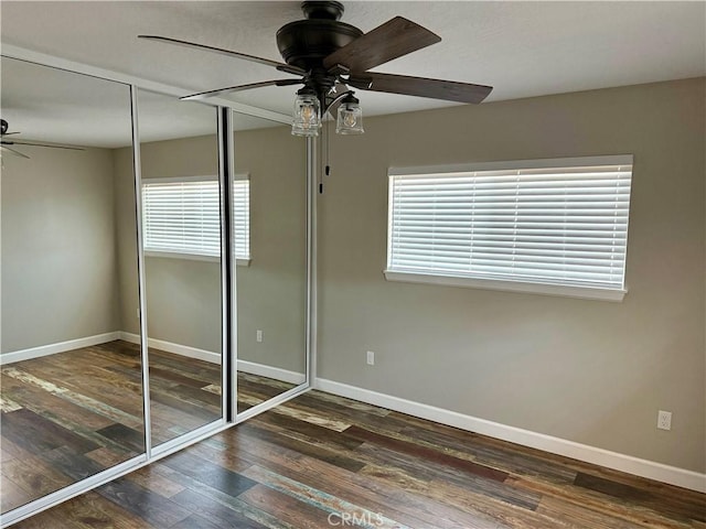 18083 Deodar St, Hesperia, CA 92345 - unfurnished bedroom with a closet, wood finished floors, and ceiling fan