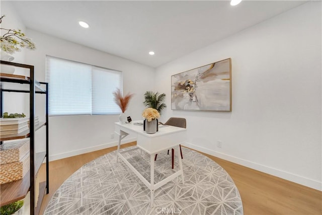 144 N Dommer Ave, Walnut, CA 91789 - home office with recessed lighting, baseboards, and wood finished floors