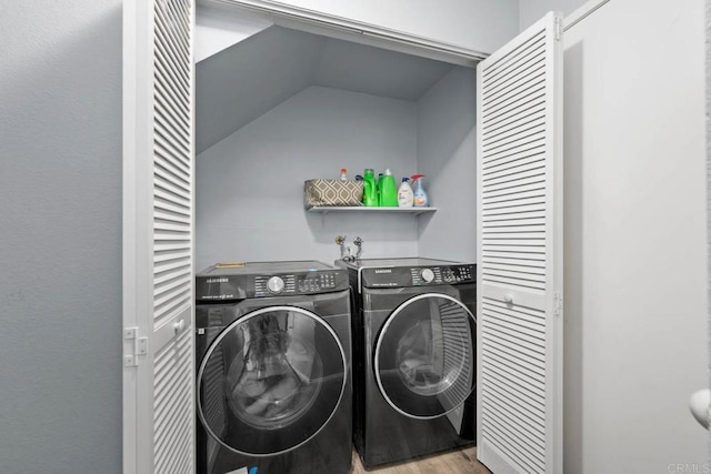 1380 E Washington Ave Unit 2, El Cajon, CA 92019 - washroom featuring washing machine and dryer and wood finished floors