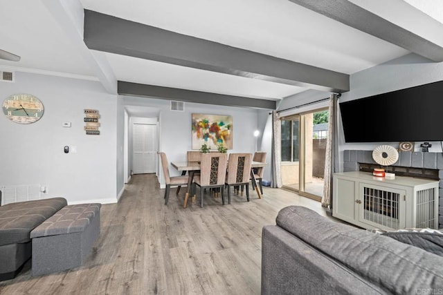 1380 E Washington Ave Unit 2, El Cajon, CA 92019 - living room with beam ceiling, light wood-type flooring, and baseboards