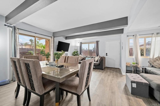 1380 E Washington Ave Unit 2, El Cajon, CA 92019 - dining space with light wood-style flooring and beamed ceiling