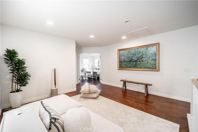 1803 Chambers Ct, Fullerton, CA 92833 - living area featuring wood finished floors, recessed lighting, baseboards, and attic access