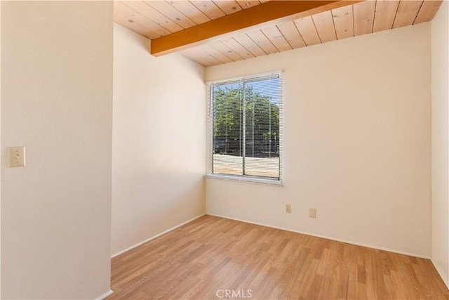 3996 Leonore Ave, Clearlake, CA 95422 - spare room with wood finished floors, wood ceiling with exposed beams, and baseboards