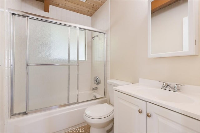3996 Leonore Ave, Clearlake, CA 95422 - full bath with toilet, vanity, and shower / bath combination with glass door
