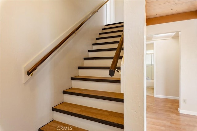 3996 Leonore Ave, Clearlake, CA 95422 - staircase with wood finished floors and baseboards