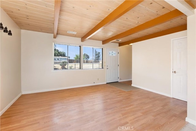 3996 Leonore Ave, Clearlake, CA 95422 - spare room with light wood finished floors, wood ceiling with exposed beams, and baseboards