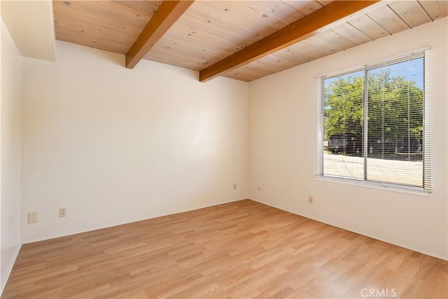 3996 Leonore Ave, Clearlake, CA 95422 - empty room featuring light wood-style floors and wood ceiling with exposed beams
