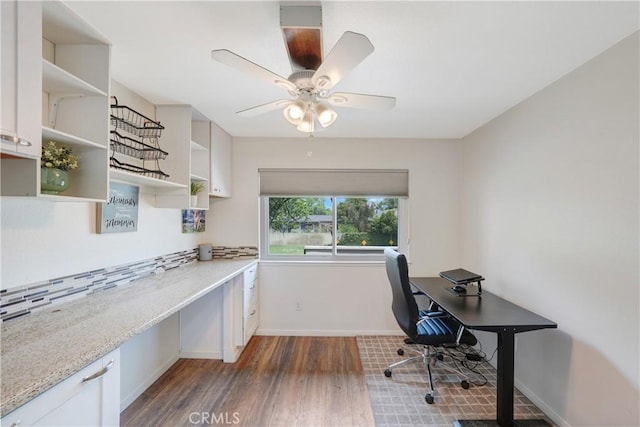 338 E Palmdale Ave Unit 4, Orange, CA 92865 - unfurnished office with dark wood-style flooring, baseboards, and a ceiling fan