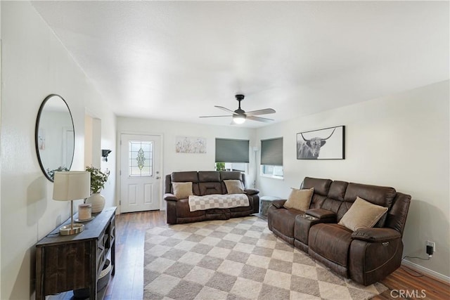 338 E Palmdale Ave Unit 4, Orange, CA 92865 - living area with light wood-type flooring and a ceiling fan