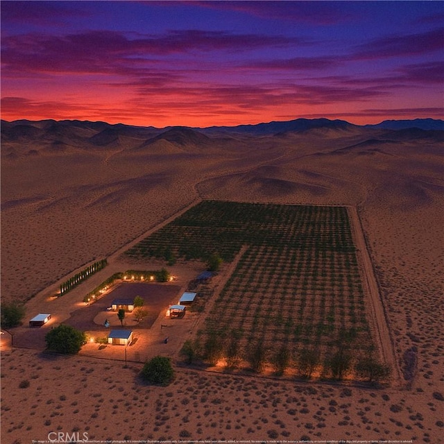 49333 Riverside Rd, Newberry Springs, CA 92365 - aerial view at dusk of a mountain view and a view of rural / pastoral area