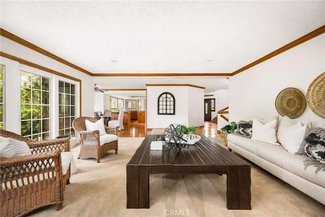 32022 Via Pavo Real, Coto De Caza, CA 92679 - living room with crown molding and stairway
