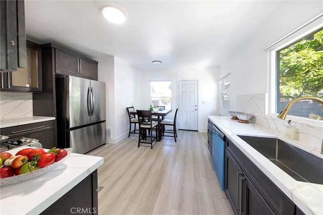 615 S Victoria Ave, Corona, CA 92879 - kitchen featuring appliances with stainless steel finishes, a sink, plenty of natural light, and light wood-style floors