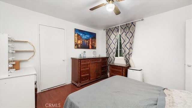1373 W 5th St, San Bernardino, CA 92411 - bedroom featuring dark wood-style flooring and ceiling fan