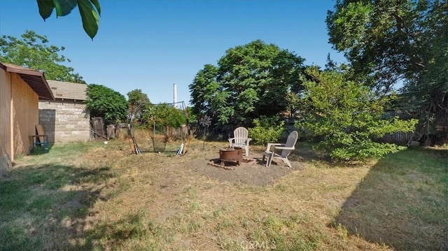 1373 W 5th St, San Bernardino, CA 92411 - view of grassy yard with a fire pit