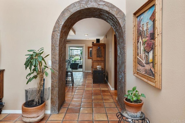 1663 Linda Sue Ln, Encinitas, CA 92024 - hall with arched walkways and light tile patterned flooring