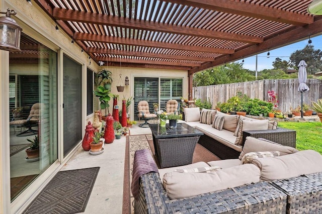 1663 Linda Sue Ln, Encinitas, CA 92024 - view of patio with an outdoor living space and a pergola