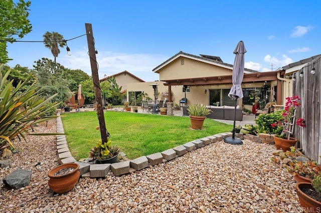 1663 Linda Sue Ln, Encinitas, CA 92024 - back of house with a lawn, stucco siding, and a patio