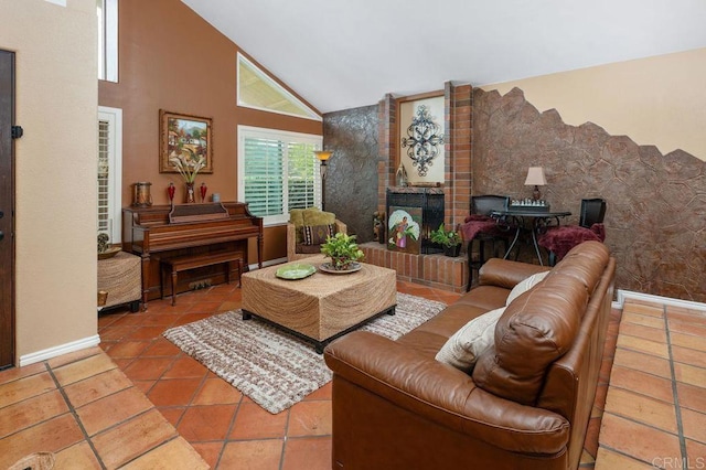 1663 Linda Sue Ln, Encinitas, CA 92024 - living room featuring tile patterned floors and high vaulted ceiling