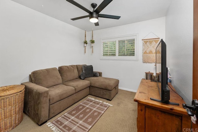 1663 Linda Sue Ln, Encinitas, CA 92024 - carpeted living room with a ceiling fan and baseboards