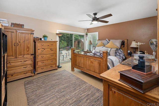 1663 Linda Sue Ln, Encinitas, CA 92024 - bedroom featuring light carpet, access to exterior, and ceiling fan