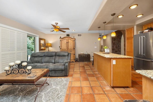 1663 Linda Sue Ln, Encinitas, CA 92024 - living room featuring ceiling fan and recessed lighting