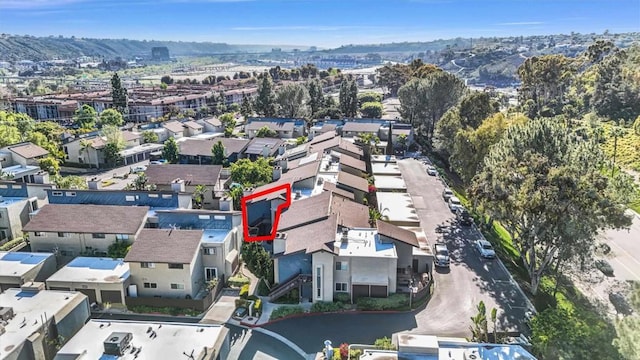 6363 Rancho Mission Rd Unit 4, San Diego, CA 92108 - aerial view of property and surrounding area featuring property boundaries highlighted