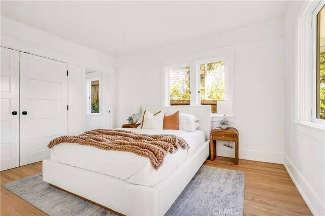 432 Holly St, Laguna Beach, CA 92651 - bedroom with light wood-type flooring, a closet, and baseboards