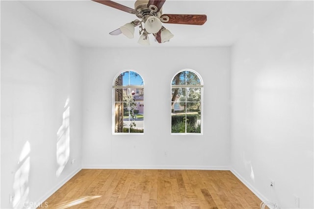 23795 Los Pinos Ct, Corona, CA 92883 - spare room with light wood-style floors, ceiling fan, and baseboards