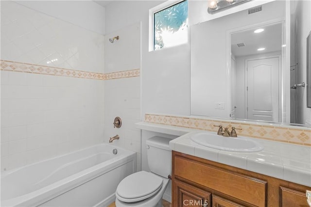 23795 Los Pinos Ct, Corona, CA 92883 - full bathroom featuring vanity, toilet, and bathtub / shower combination