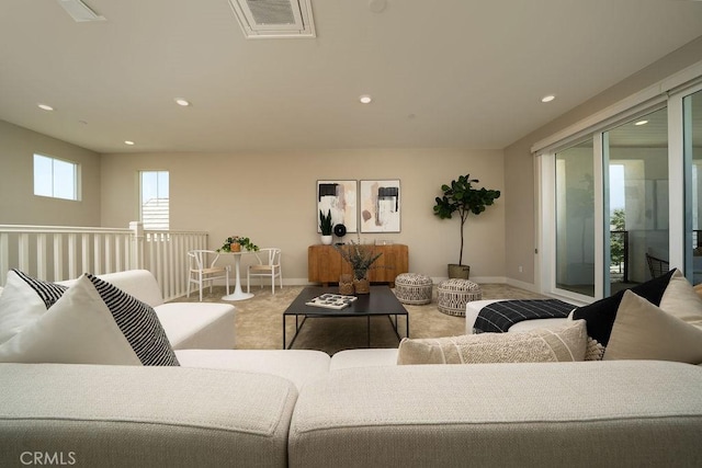 109 Pitch, Irvine, CA 92618 - carpeted living room featuring baseboards and recessed lighting