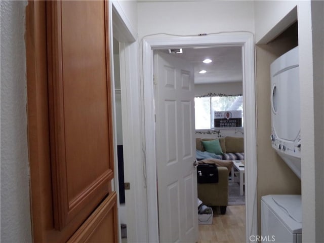 1598 Border Ave Unit H, Corona, CA 92882 - hall featuring estacked washer and dryer and recessed lighting