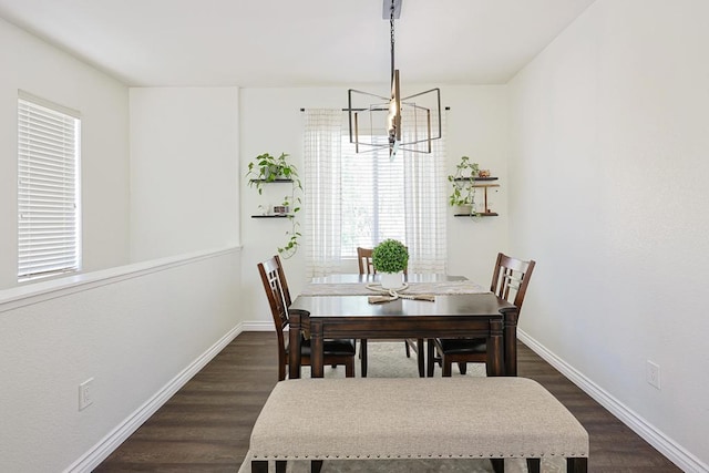 3171 Dehesa Rd Unit 3, El Cajon, CA 92019 - dining space featuring a chandelier, dark wood-style floors, and baseboards
