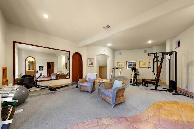3198 Ashley Park Way, Jamul, CA 91935 - carpeted living area featuring arched walkways and recessed lighting