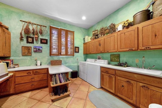 3198 Ashley Park Way, Jamul, CA 91935 - laundry area with washing machine and clothes dryer, cabinet space, and light tile patterned flooring