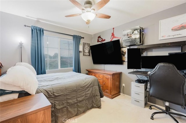20019 Franks Way, Saugus, CA 91350 - bedroom featuring light colored carpet, a desk, and ceiling fan