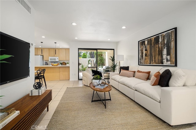 45405 Lupine Ln Unit 16, Palm Desert, CA 92260 - living room with light tile patterned floors and recessed lighting