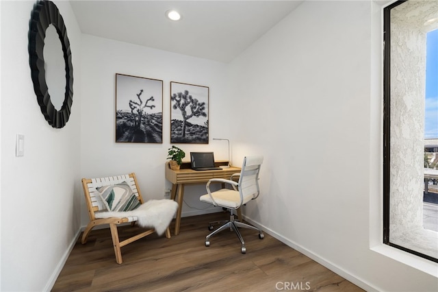 45405 Lupine Ln Unit 16, Palm Desert, CA 92260 - home office with wood finished floors, baseboards, and recessed lighting