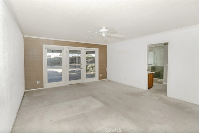 19355 Tomahawk Rd, Apple Valley, CA 92307 - empty room featuring crown molding, ceiling fan, carpet floors, and a textured ceiling