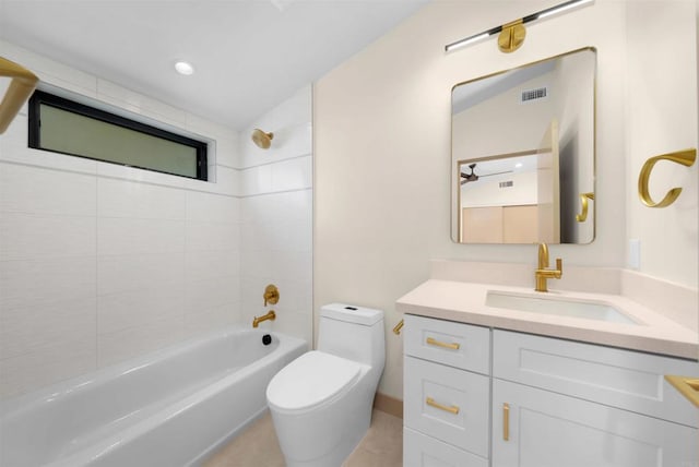 164 Cherry Ave, Carlsbad, CA 92008 - bathroom featuring vanity,  shower combination, tile patterned floors, and recessed lighting