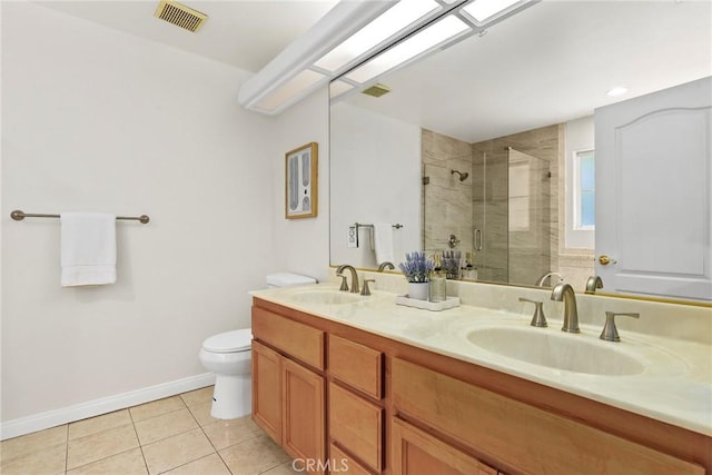 609 E Newmark Ave, Monterey Park, CA 91755 - bathroom with a stall shower, tile patterned flooring, and double vanity