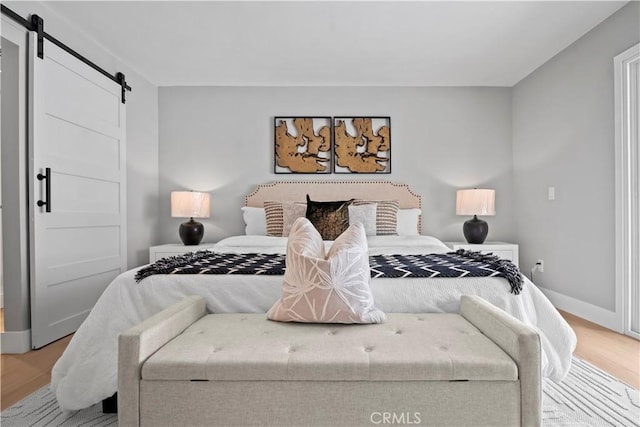 2014 Cumberland Rd, Glendora, CA 91741 - bedroom with a barn door, wood finished floors, and baseboards